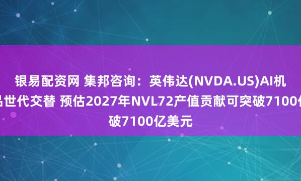 银易配资网 集邦咨询：英伟达(NVDA.US)AI机柜产品世代交替 预估2027年NVL72产值贡献可突破7100亿美元